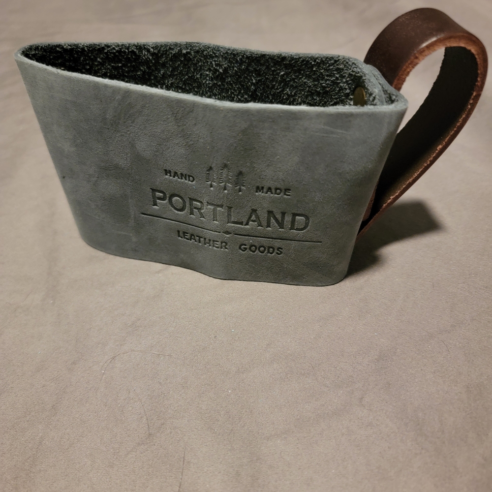 Portland Leather Gray and Brown Mug Holder - Picture 2 of 8